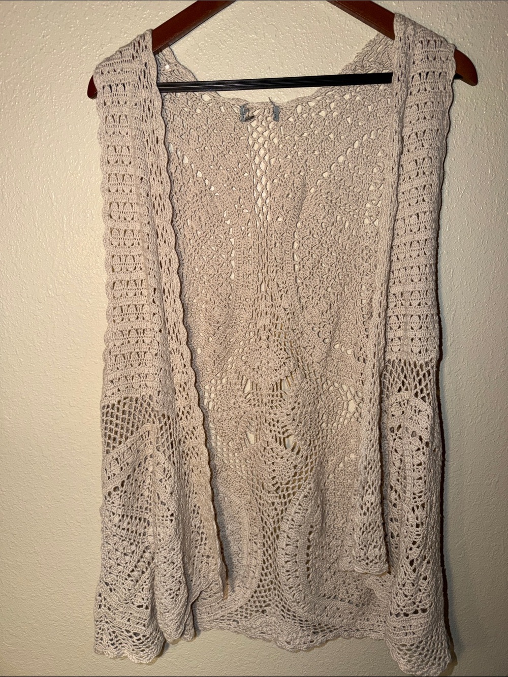 Cream Open-Knit Crochet Sweater Vest